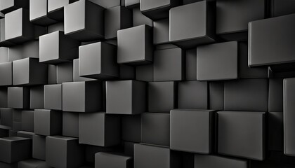 dark squares abstract background realistic wall of cubes