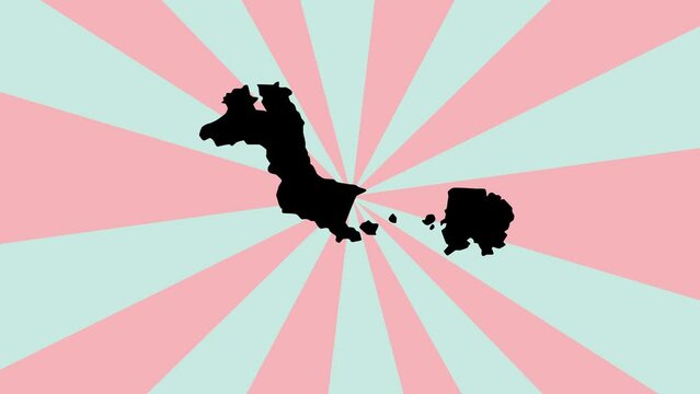 Animated map of the Bangka Belitung Islands in Indonesia with a rotating background