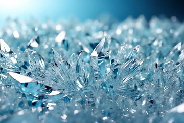 blue crystals background with snowflakes