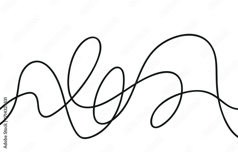 Wall mural thin wavy line pattern with flowing curves, undulating abstract background. squiggle design for subt