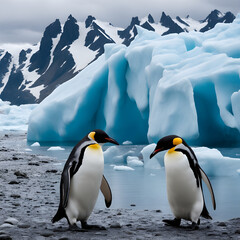 Obraz premium King penguins in Fortuna Bay, South Georgia, Antarctica