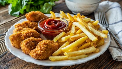 chicken nuggets with fries