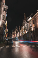 Evening city centre of Ghent in the Flanders region, Belgium. Classic streets of Belgian cities....