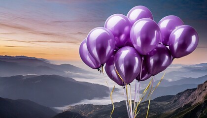purple balloons on background cutout