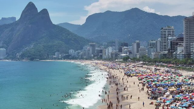 Ipanema Beach At Rio De Janeiro In Rio De Janeiro Brazil. Beach Landscape. Paradisiac Scenery. Rio De Janeiro Brazil. Tropical Travel. Ipanema Beach At Rio De Janeiro In Rio De Janeiro Brazil.