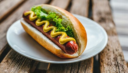 hot dog with mustard