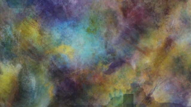 Paint Brush Strokes Random Smears Background 4K Loop features paint like shapes of color shifting and blending quickly in an abstract loop. 