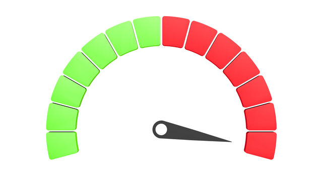 Speedometer. Isolated. Green and red. 3d illustration. - Powered by Adobe