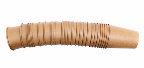 Group empty brown paper cup isolated, eco friend, clipping path