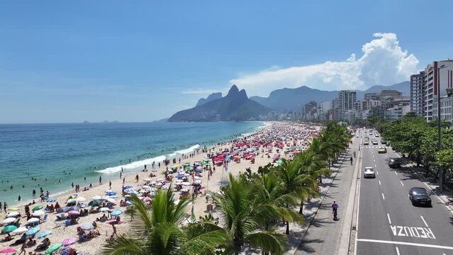 Ipanema Beach At Rio De Janeiro In Rio De Janeiro Brazil. Beach Landscape. Paradisiac Scenery. Rio De Janeiro Brazil. Tropical Travel. Ipanema Beach At Rio De Janeiro In Rio De Janeiro Brazil.