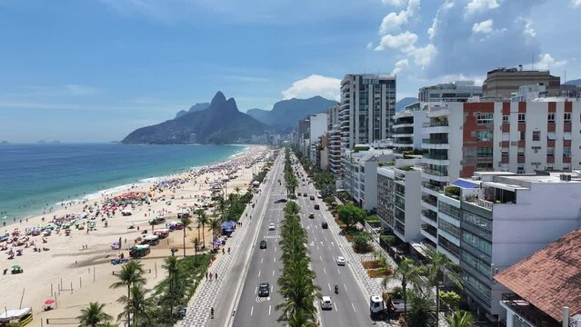 Ipanema Beach At Rio De Janeiro In Rio De Janeiro Brazil. Beach Landscape. Paradisiac Scenery. Rio De Janeiro Brazil. Tropical Travel. Ipanema Beach At Rio De Janeiro In Rio De Janeiro Brazil.