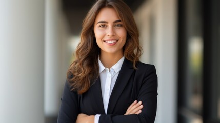 Successful Businesswoman with a Toothy Smile Posing in Formal Suit AI Generated