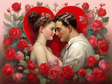 bride and groom with roses