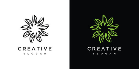 Flower luxury logo design .