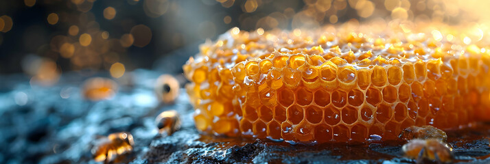 Golden honey straight from the apiary - obrazy, fototapety, plakaty