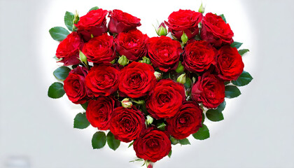Red heart Made of Red Roses Isolated white background, San valentine day