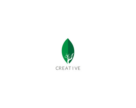 Green Leaf Icon logo design