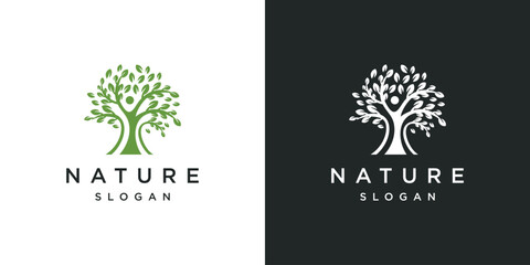 Natural Vector Tree Logo Green tree, Nature and Growth Design Template