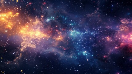 Vibrant Space Brimming With Stars and Dust, A Colorful Spectacle - obrazy, fototapety, plakaty
