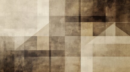 Brown and White Abstract Painting With Squares and Rectangles