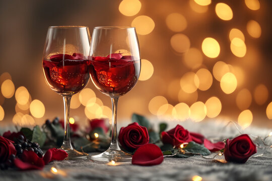 honeymoon is relived on this romantic anniversary date; they celebrate their marriage and Valentine's passion with luxury wineglasses