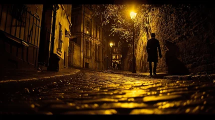  A man walks on a narrow and stony street © Ege