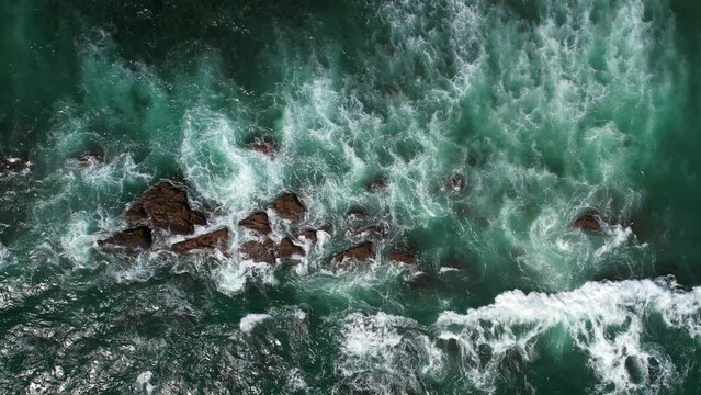 Beautiful Indian Ocean coast in Sri Lanka, Dikwella. Top view, aerial video filming.