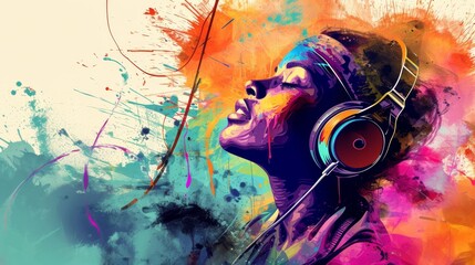 Painting of a Person With Headphones On