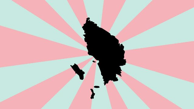 Animated map of North Sumatra province in Indonesia with a rotating background