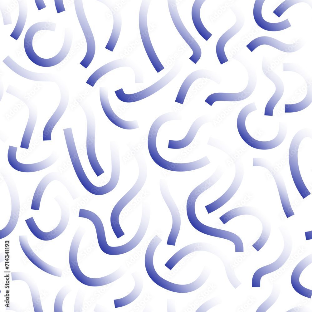 Poster blue and white gradient curved lines isolated on white background. transparent bold squiggles.