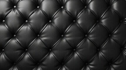 Black leather sofa, chesterfield style background. VIP interior classic repeat pattern. Rich upholstery lounge bar banner. Dark luxury skin texture   