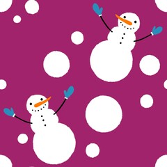 Christmas cartoon ice seamless snowman pattern for wrapping paper and fabrics and linens and kids accessories