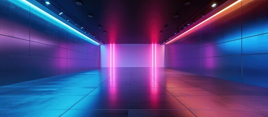 Design an empty LED wall in a showroom for advertising and promoting an event in a mall, with space for inserting multimedia and a clipping path.
