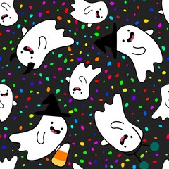 Halloween monsters seamless ghost pattern for wrapping paper and fabrics and linens and kids clothes print