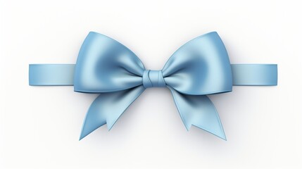 A sleek blue ribbon with an exquisite bow, displayed on a white background, showcasing the ribbon's elegant texture and the bow's precise detailing, blue ribbon bow