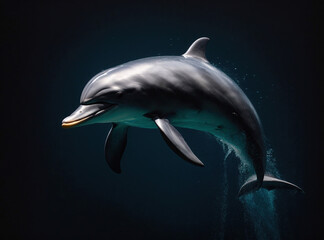 Fototapeta premium Black Background Dolphin