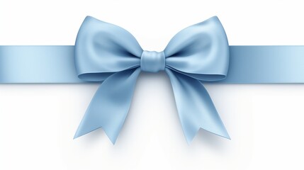 A sleek blue ribbon with an exquisite bow, displayed on a white background, showcasing the ribbon's elegant texture and the bow's precise detailing, blue ribbon bow