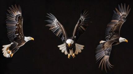 A Group of Bald Eagles Soaring Gracefully in the Sky