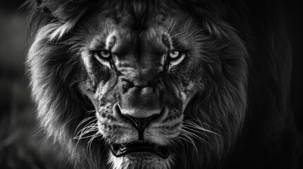 Majestic Lion Captured in Stunning Black and White Photograph