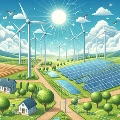 Illustration of renewable energy producing technology