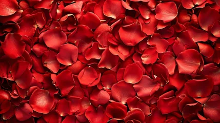 Foto auf Acrylglas Cluster of Red Flowers Adorning a Wall in Vibrant Display © Denys