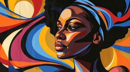 Portrait of Womans Face Painted on Wall in Vibrant Colors