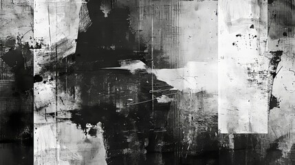 Black and White Abstract Painting of a Person, Contemporary Artwork With Unique Interpretation