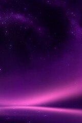 Abstract futuristic neon landscape. Purple and pink neon, nebula.