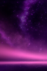 Abstract futuristic neon landscape. Purple and pink neon, nebula.