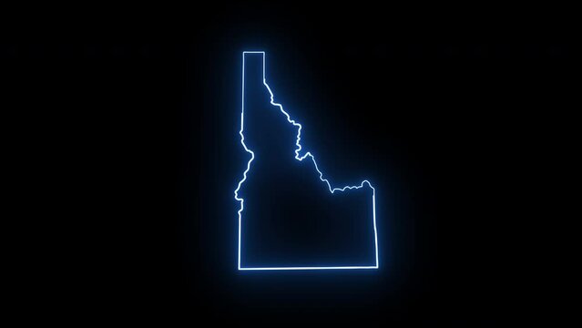 Idaho state map animation with glowing neon effect