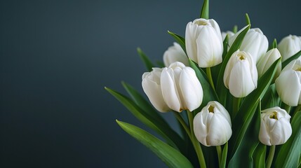Tulips on pastel colored background
