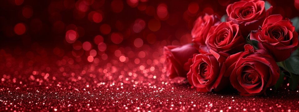 Red Roses on Sparkling Background