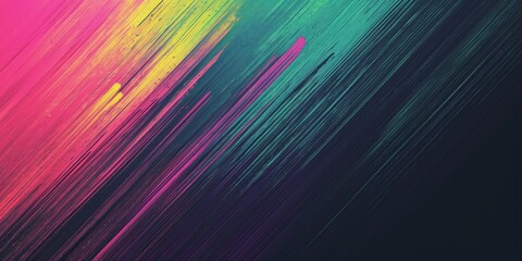 Vibrant diagonal brush strokes in neon colors create a dynamic and artistic abstract background.