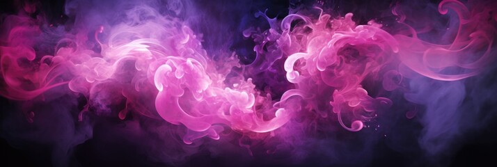 Ethereal Heart in Pink Smoke - Vibrant Swirl on Black Background, Valentine's Day Concept